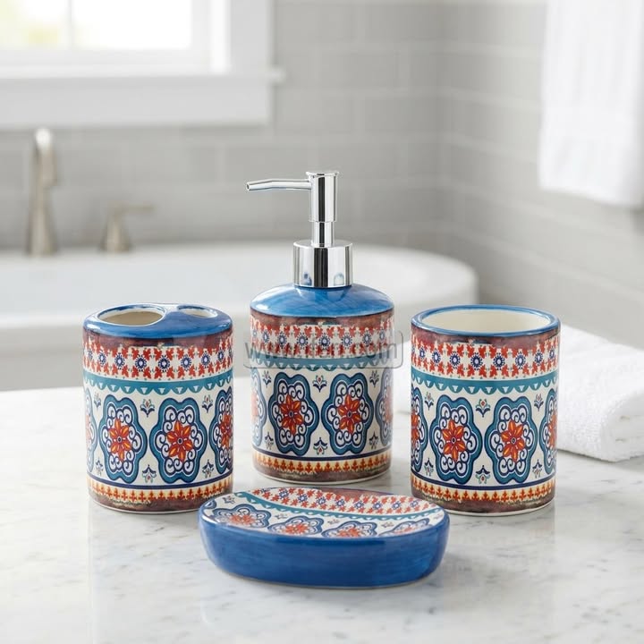 4 Pcs Ceramic Bathroom Soap Dispenser Set HR2523