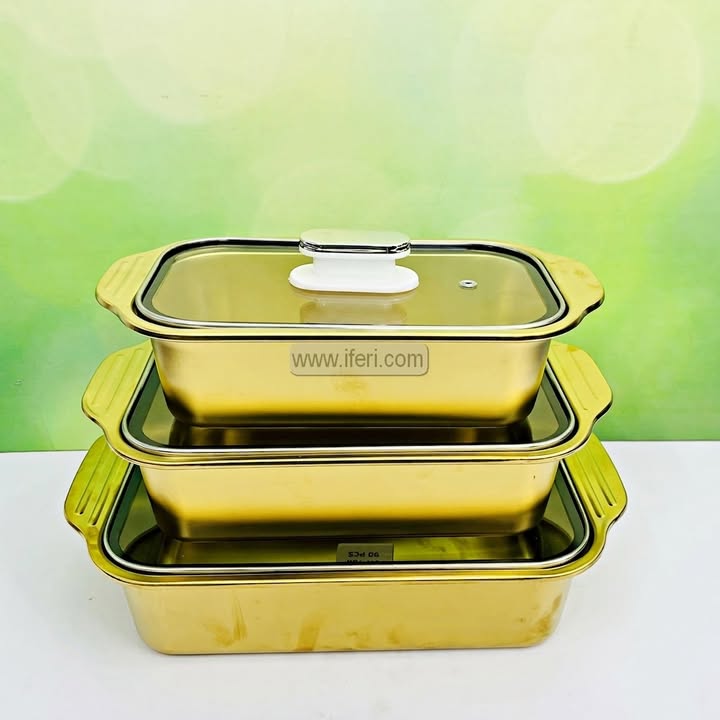 3 Pcs Stainless Steel Casserole Set with Lid FT1627