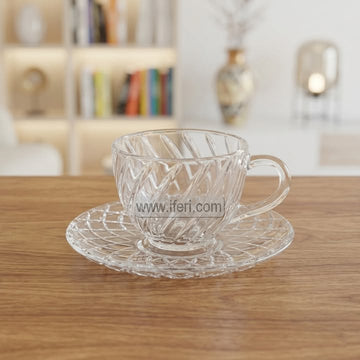 12 Pcs Glass Tea Cup & Saucer Set TB1722