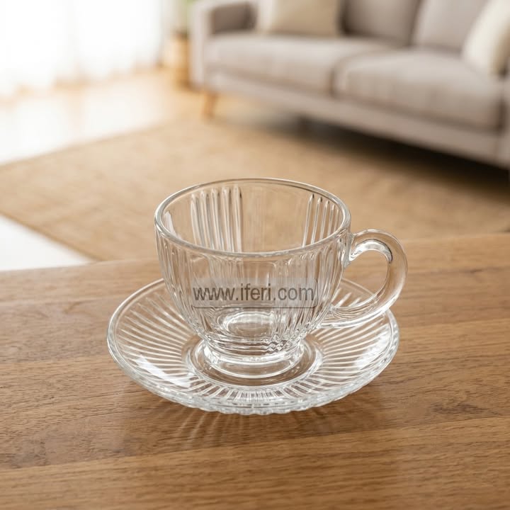 12 Pcs Glass Tea Cup & Saucer Set TB1724