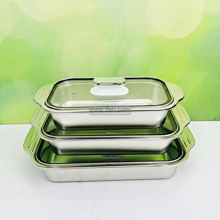 3 Pcs Stainless Steel Casserole Set with Lid FT1629