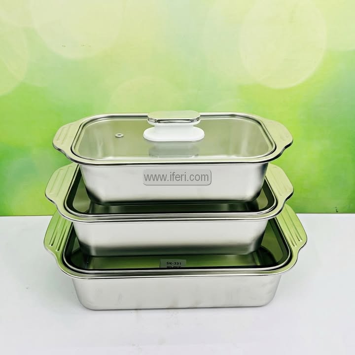 3 Pcs Stainless Steel Casserole Set with Lid FT1628