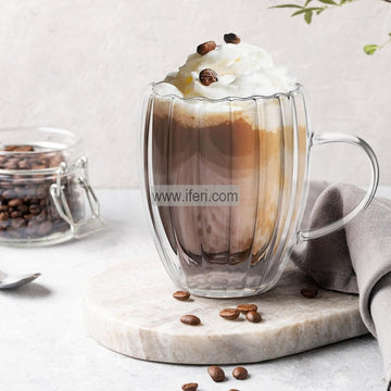 350ml Double Wall Borosilicate Glass Coffee Mug UNQ0365