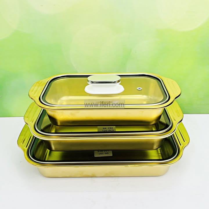 3 Pcs Stainless Steel Casserole Set with Lid FT1630