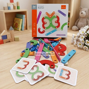 Educational Wooden Letter Number Puzzle Sorter Pegboard Shape and Color Cognition Activity Board MP1004