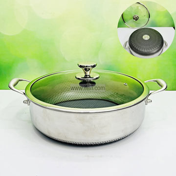 24cm Chic Chef Uncoated Honeycomb Design Stainless Steel Non-Stick Cookware / Multipan with Lid DL6940