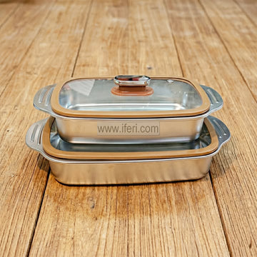 2 Pcs Stainless Steel Casserole Set with Lid RY36808