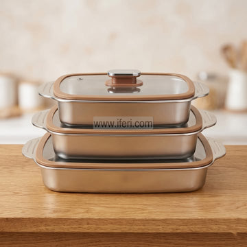 3 Pcs Stainless Steel Casserole Set with Lid RY36806