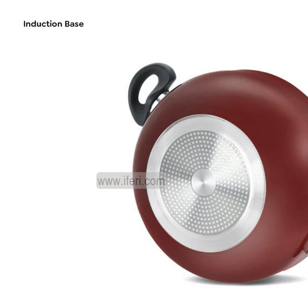 24cm Prestige Omega Deluxe Non-Stick Deep Kadai, Cookware with Glass Lid PG36725