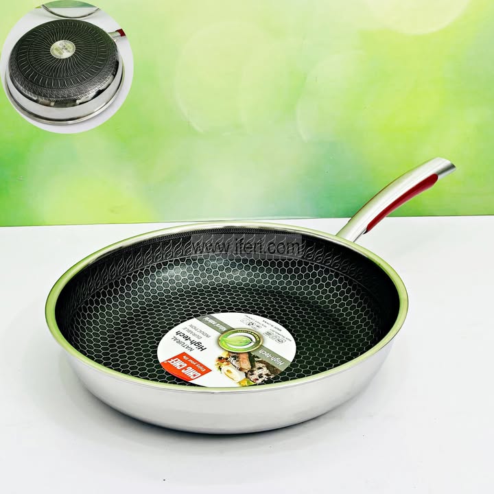 24cm Chic Chef Uncoated Honeycomb Design Stainless Steel Non-Stick Fry Pan DL6942