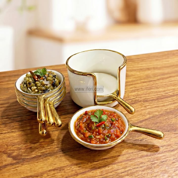 7 Pcs Ceramic Spice Bowl / Vorta Serving Bowl with Stand EB21664