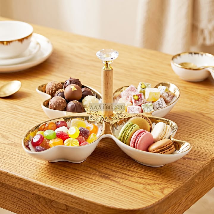 4 Part Ceramic Appetizer, Condiment, Dry Fruit Serving Dish EB21662