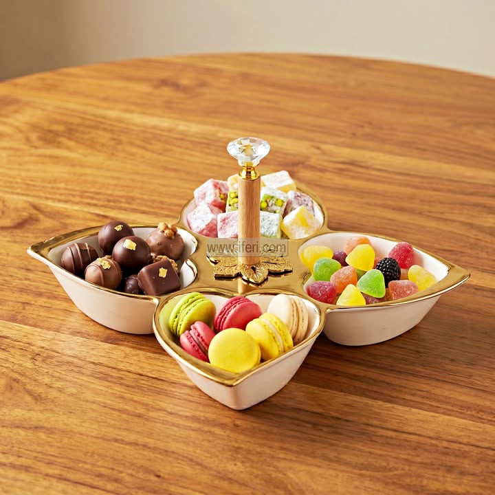 4 Part Ceramic Appetizer, Condiment, Dry Fruit Serving Dish EB21674
