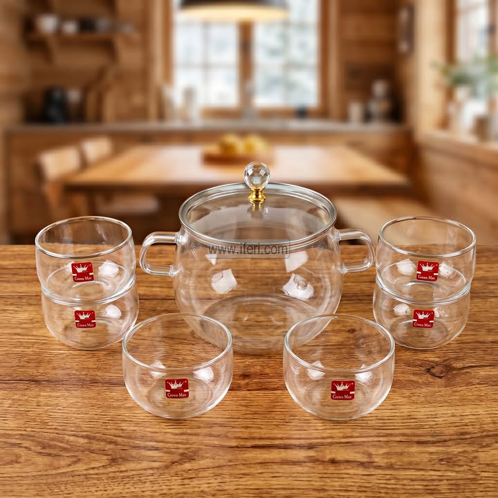 7 Pcs Glass Firni, Dessert Serving Bowl Set EB21668