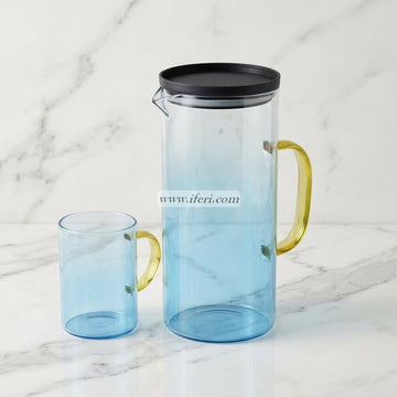7 Pcs Borosilicate Glass Water Juice Jug & Mug Set OMR1034