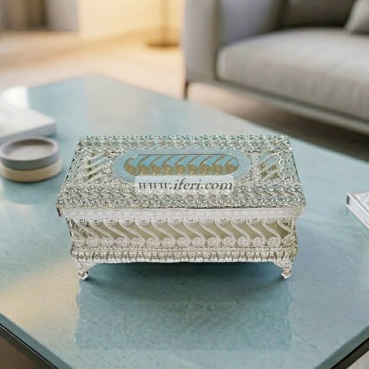 9.5 Inch Metal Decorative Tissue Box OMR1047