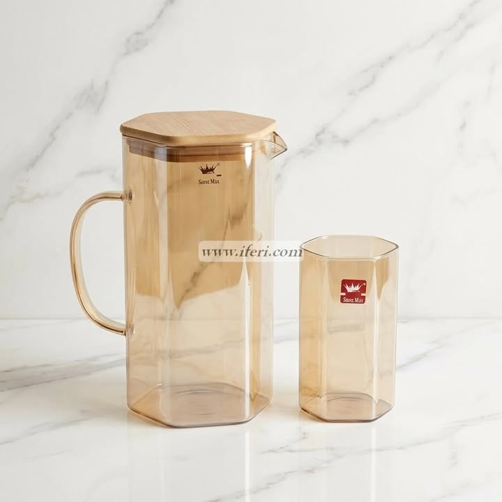 7 Pcs Borosilicate Glass Water Juice Jug & Mug Set OMR1014