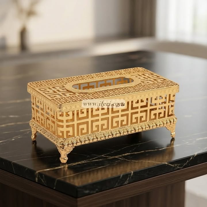 9.5 Inch Metal Decorative Tissue Box OMR1051