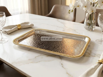 10.8 Inch Gold Embossed Serving Tray OMR1064