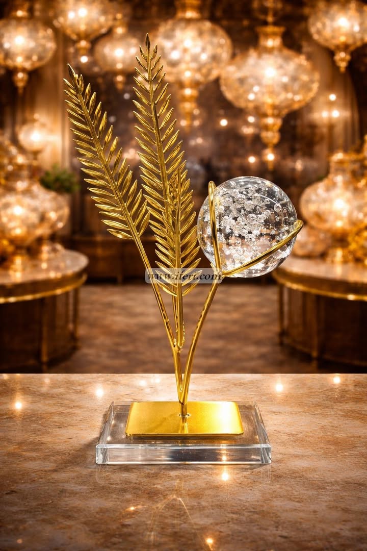 Luxury Golden Feather Crystal Ball Showpiece GA2013