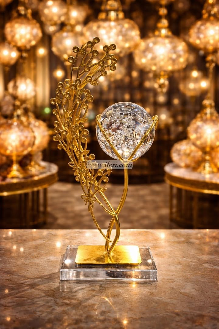 Luxury Golden Floral Crystal Ball Showpiece GA2016
