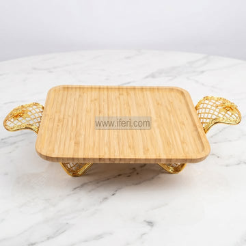 11.5 Inch Bamboo Cake, Dessert, Appetizer Serving Stand / Platter with Metal Stand DL6972