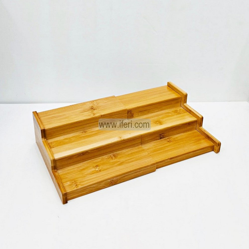 3 Tier Extendable Bamboo Spice Racks, Cake, Dessert, Appetizer Serving Stand, Kitchen Cabinet Organizer RY2731