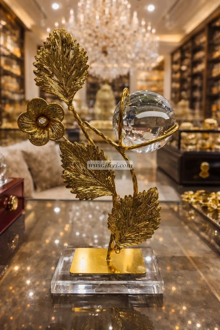 Luxury Golden Leaf Crystal Ball Showpiece GA2018