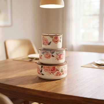 3 Pcs Ceramic Food Container / Bowl with Lid TG10905