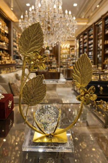 Luxury Golden Floral Crystal Ball Decorative Showpiece GA2017