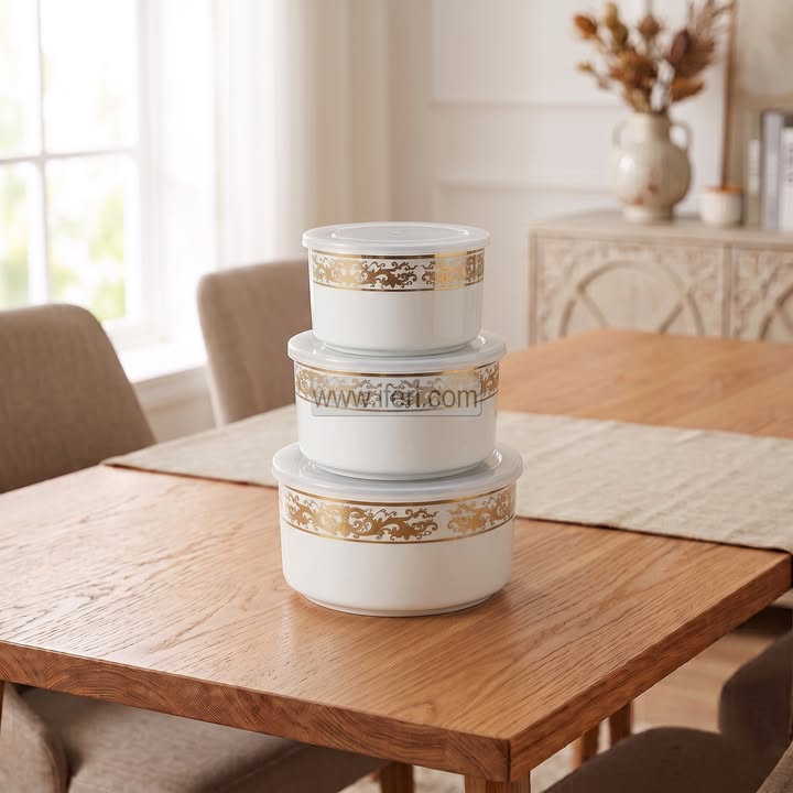 3 Pcs Ceramic Food Container / Bowl with Lid TG10904