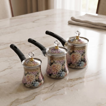 3 Pcs Exclusive Design Steel Milk Pan / Milk Warmer with Lid TG10911