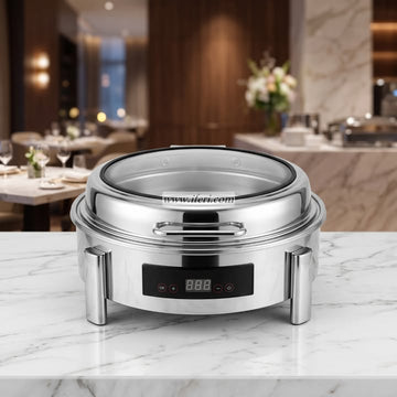 Stainless Steel Chafing Dish with Hydraulic Lid & Electric Heating OMR1073
