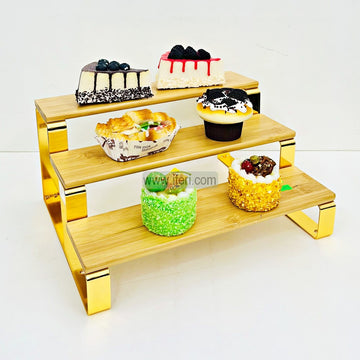 3 Tier Bamboo Spice Racks, Cake, Dessert, Appetizer Serving Stand / Platter, Kitchen Cabinet Organizer RY2734-1