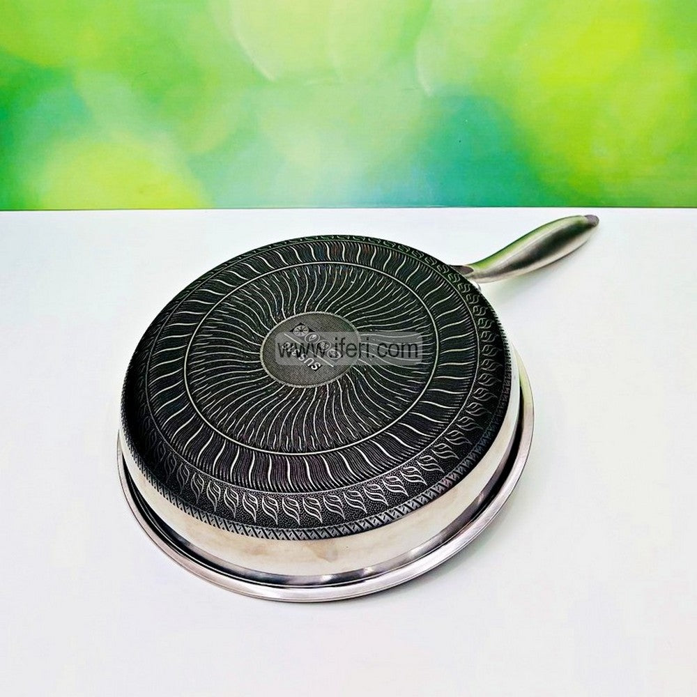 24cm Uncoated Honeycomb Design Stainless Steel Non-Stick Fry Pan RY2736