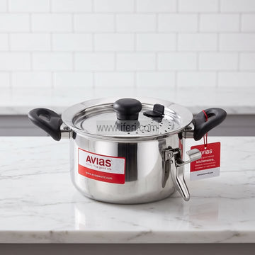 3 Liter AVIAS Stainless Steel-304 Grade Induction Friendly Cookware / Strainer Pot with Lid ALM7007