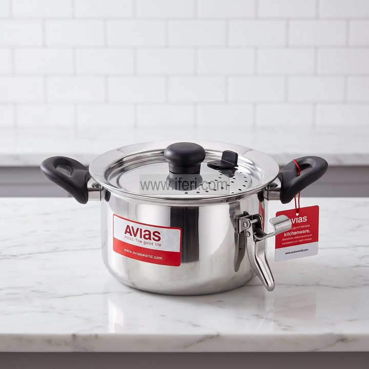 3 Liter AVIAS Stainless Steel-304 Grade Induction Friendly Cookware / Strainer Pot with Lid ALM7007