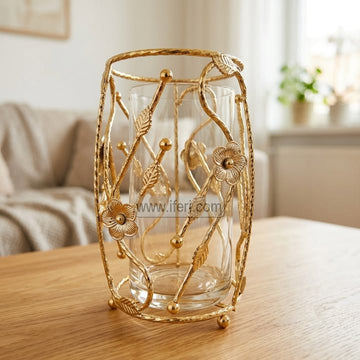 8.5 Inch Glass & Metal Candle Stand Showpiece HR2555