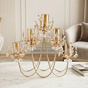5 Part Glass & Metal Candle Stand Showpiece HR2557