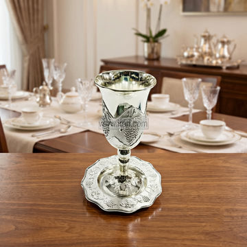 2 Pcs Metal Goblet Glass & Saucer Set RY36875