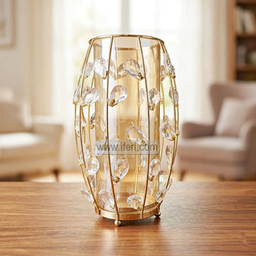 12 Inch Glass & Metal Candle Stand Showpiece HR2556