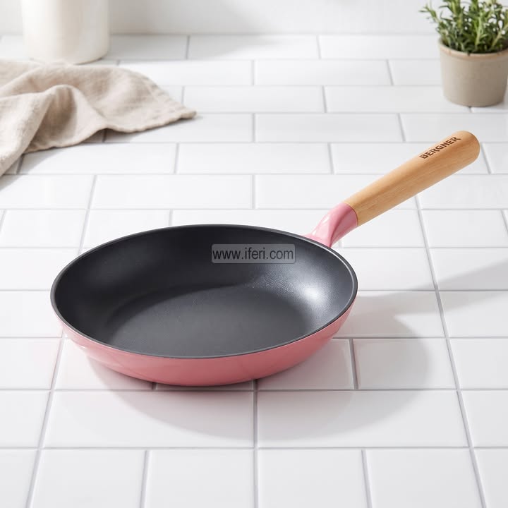 24cm Bergner Excalibur Light Cast Iron Fry Pan (Pink) ALM7010