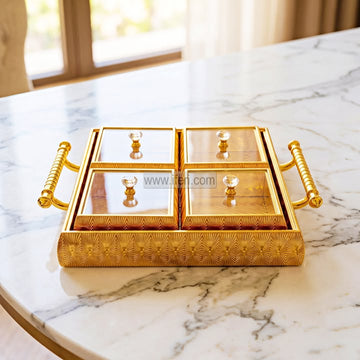 4 Part Exclusive Dried Fruit, Candy, Dessert Serving Box RY36851