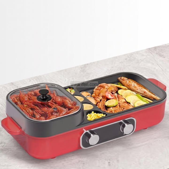 3 Liter Hoffmans Dual-Zone Electric Grill & Hot Pot - Multi-Cooker HM-3062