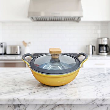 20cm Cast Iron Cookware, Kadai with Lid ALM7015