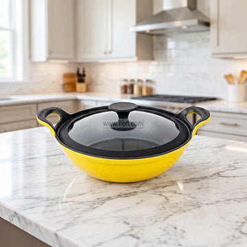25cm Cast Iron Cookware, Kadai with Lid ALM7016