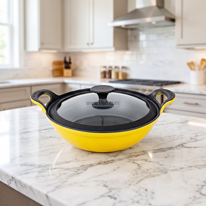 25cm Cast Iron Cookware, Kadai with Lid ALM7016