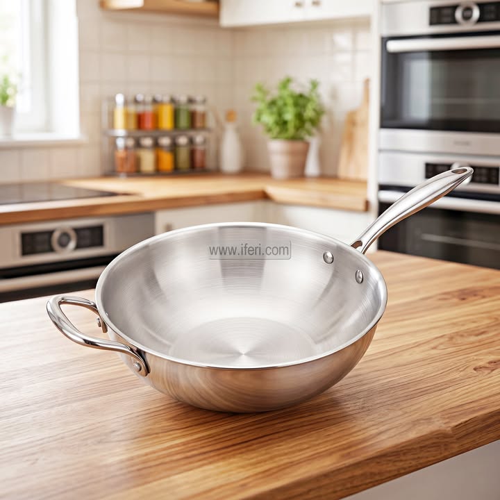 24cm Stainless Steel Wok Fry Pan ALM7022