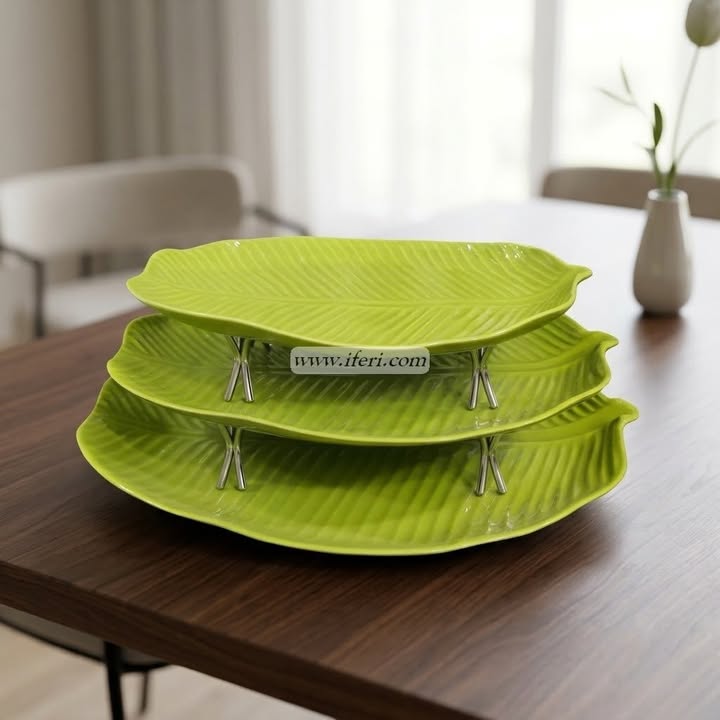3 Pcs Ceramic Leaf Shaped Serving Dish Set CGA4073