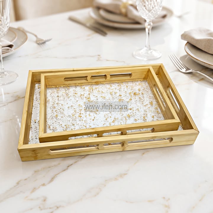 2 Pcs Exclusive Acrylic Serving Tray Set RY36850